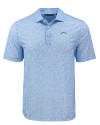 Los Angeles Chargers Cutter & Buck Pike Eco Flora Print Recycled Mens Polo Atlas Light Blue Mannequin Thumbnail Image