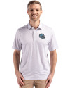 Detroit Lions NFL Helmet Cutter & Buck Pike Eco Flora Print Recycled Mens Polo Polished Medium Gray Front Thumbnail Image
