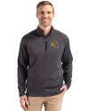 San Francisco 49ers NFL Helmet Cutter & Buck Peshastin Fleece Recycled Mens Half Zip Pullover Black Heather Front Thumbnail Image
