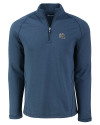 New England Patriots NFL Helmet Cutter & Buck Peshastin Fleece Recycled Mens Half Zip Pullover Navy Blue Heather Mannequin Thumbnail Image