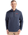 New York Giants Historic Cutter & Buck Peshastin Fleece Recycled Mens Half Zip Pullover Navy Blue Heather Front Thumbnail Image
