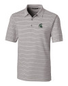 Michigan State Spartans Cutter & Buck Forge Epic Confidence Recycled Heathered Stripe Stretch Mens Polo Polished Medium Gray Mannequin Thumbnail Image