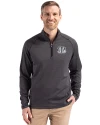 Cincinnati Bengals Mono Cutter & Buck Peshastin Fleece Recycled Mens Half Zip Pullover Black Heather Front Thumbnail Image