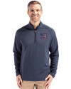 New York Giants Americana Cutter & Buck Peshastin Fleece Recycled Mens Half Zip Pullover Navy Blue Heather Front Thumbnail Image