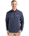 Indianapolis Colts Americana Cutter & Buck Peshastin Fleece Recycled Mens Half Zip Pullover Navy Blue Heather Front Thumbnail Image