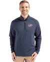 Kansas City Chiefs Americana Cutter & Buck Peshastin Fleece Recycled Mens Half Zip Pullover Navy Blue Heather Front Thumbnail Image