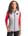 Michigan Wolverines Cutter & Buck Rainier PrimaLoft® Womens Eco Insulated Full Zip Puffer Vest Polished Medium Gray Front Thumbnail Image
