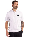 Washington Commanders Mono Cutter & Buck Forge Epic Confidence Fine Line Stripe Stretch Recycled Mens Polo White/Polished Front Thumbnail Image