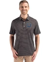Indianapolis Colts Cutter & Buck Forge Epic Confidence Fine Line Stripe Stretch Recycled Mens Polo Black/White Front Thumbnail Image