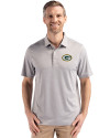 Green Bay Packers Cutter & Buck Forge Epic Confidence Fine Line Stripe Stretch Recycled Mens Polo Polished/White Front Thumbnail Image