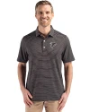 View image 1: Atlanta Falcons Cutter & Buck Forge Recycled Fine Line Stripe Four-Way Stretch Mens Polo Black/White Front