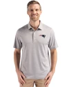 New England Patriots Cutter & Buck Forge Epic Confidence Fine Line Stripe Stretch Recycled Mens Polo Polished/White Front Thumbnail Image