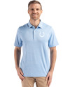 Indianapolis Colts Monochromatic Cutter & Buck Forge Recycled Fine Line Stripe Four-Way Stretch Mens Polo Atlas/White Front Thumbnail Image