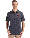 Chicago Bears Historic Cutter & Buck Forge Epic Confidence Fine Line Stripe Stretch Recycled Mens Polo Navy Blue/White Front Thumbnail Image