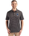Indianapolis Colts Historic Cutter & Buck Forge Epic Confidence Fine Line Stripe Stretch Recycled Mens Polo Black/White Front Thumbnail Image