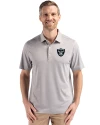 Las Vegas Raiders Cutter & Buck Forge Epic Confidence Fine Line Stripe Stretch Recycled Mens Polo Polished/White Front Thumbnail Image