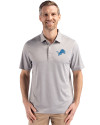 Detroit Lions Cutter & Buck Forge Epic Confidence Fine Line Stripe Stretch Recycled Mens Polo Polished/White Front Thumbnail Image
