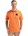 Chicago Bears NFL Helmet Cutter & Buck Forge Epic Confidence Fine Line Stripe Stretch Recycled Mens Polo College Orange/White Front Thumbnail Image