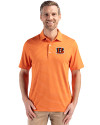 Cincinnati Bengals Cutter & Buck Forge Epic Confidence Fine Line Stripe Stretch Recycled Mens Polo College Orange/White Front Thumbnail Image
