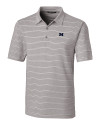 Michigan Wolverines Cutter & Buck Forge Epic Confidence Recycled Heathered Stripe Stretch Mens Polo Polished Medium Gray Mannequin Thumbnail Image