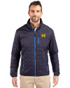 Michigan Wolverines Cutter & Buck Rainier PrimaLoft® Mens Eco Insulated Full Zip Puffer Jacket Dark Navy Front Thumbnail Image