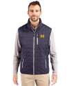 Michigan Wolverines Cutter & Buck Rainier PrimaLoft® Mens Eco Insulated Full Zip Puffer Vest Dark Navy/Silver Front Thumbnail Image