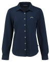 Los Angeles Chargers Cutter & Buck Advantage Tri-Blend Eco Soft Pique Long Sleeve Knitted Womens Button Up Liberty Navy Mannequin Thumbnail Image