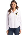 Pittsburgh Steelers Historic Cutter & Buck Advantage Tri-Blend Eco Soft Pique Long Sleeve Knitted Womens Button Up White Front Thumbnail Image