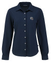 New England Patriots NFL Helmet Cutter & Buck Advantage Tri-Blend Eco Soft Pique Long Sleeve Knitted Womens Button Up Liberty Navy Mannequin Thumbnail Image
