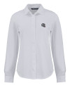 New England Patriots NFL Helmet Cutter & Buck Advantage Tri-Blend Eco Soft Pique Long Sleeve Knitted Womens Button Up White Mannequin Thumbnail Image