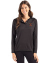 Texas Longhorns Alumni Cutter & Buck Coastline Epic Comfort Recycled Womens Hooded Shirt Black Front Thumbnail Image