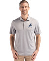 Atlanta Braves Cutter & Buck Forge Epic Confidence Fine Line Stripe Stretch Recycled Mens Polo Polished/White Front Thumbnail Image
