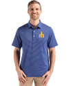 View image 7: Seattle Mariners Cooperstown Cutter & Buck Forge Recycled Fine Line Stripe Four-Way Stretch Mens Polo Tour Blue/White Front