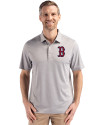Boston Red Sox Cutter & Buck Forge Epic Confidence Fine Line Stripe Stretch Recycled Mens Polo Polished/White Front Thumbnail Image