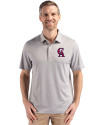 Los Angeles Angels Cooperstown Cutter & Buck Forge Epic Confidence Fine Line Stripe Stretch Recycled Mens Polo Polished/White Front Thumbnail Image