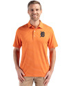 Detroit Tigers Cutter & Buck Forge Epic Confidence Fine Line Stripe Stretch Recycled Mens Polo College Orange/White Front Thumbnail Image