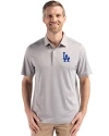 View image 4: Los Angeles Dodgers Cutter & Buck Forge Recycled Fine Line Stripe Four-Way Stretch Mens Polo Polished/White Front
