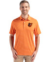 Baltimore Orioles Cooperstown Cutter & Buck Forge Epic Confidence Fine Line Stripe Stretch Recycled Mens Polo College Orange/White Front Thumbnail Image