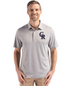 Colorado Rockies Cutter & Buck Forge Epic Confidence Fine Line Stripe Stretch Recycled Mens Polo Polished/White Front Thumbnail Image