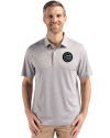Chicago Cubs Mono Cutter & Buck Forge Epic Confidence Fine Line Stripe Stretch Recycled Mens Polo Polished/White Front Thumbnail Image