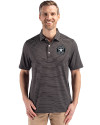 Houston Astro Mono Cutter & Buck Forge Epic Confidence Fine Line Stripe Stretch Recycled Mens Polo Black/White Front Thumbnail Image