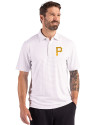 Pittsburgh Pirates Cutter & Buck Forge Epic Confidence Fine Line Stripe Stretch Recycled Mens Polo White/Polished Front Thumbnail Image