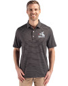 Chicago White Sox Cooperstown Cutter & Buck Forge Epic Confidence Fine Line Stripe Stretch Recycled Mens Polo Black/White Front Thumbnail Image