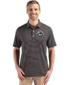 View image 4: New York Mets Monochromatic Cutter & Buck Forge Recycled Fine Line Stripe Four-Way Stretch Mens Polo Black/White Front