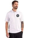New York Mets Mono Cutter & Buck Forge Epic Confidence Fine Line Stripe Stretch Recycled Mens Polo White/Polished Front Thumbnail Image