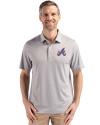 Atlanta Braves City Connect Cutter & Buck Forge Epic Confidence Fine Line Stripe Stretch Recycled Mens Polo Polished/White Front Thumbnail Image