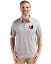 Montreal Expos Cooperstown Cutter & Buck Forge Epic Confidence Fine Line Stripe Stretch Recycled Mens Polo Polished/White Front Thumbnail Image