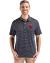 Los Angeles Angels City Connect Cutter & Buck Forge Epic Confidence Fine Line Stripe Stretch Recycled Mens Polo Navy Blue/White Front Thumbnail Image