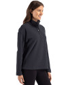 Tampa Bay Rays Mono Cutter & Buck Hunts Point Eco Textured Fleece Recycled Womens Snap Pullover Black Side Thumbnail Image