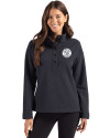 Milwaukee Brewers Mono Cutter & Buck Hunts Point Eco Textured Fleece Recycled Womens Snap Pullover Black Front Thumbnail Image